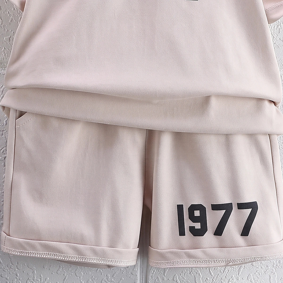 Boys Apricot Numeric Print Short Sleeve T-Shirt With Shorts Sets 2 pc. Sets