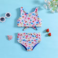 Girls Multicolor Butterfly Print Sleeveless Top With Briefs Swimwear Sets Sets Multicolor 1-2 Y
