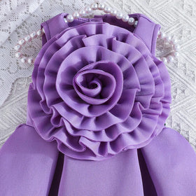 Girls Purple Sleeveless Dress with 3D Flower Embellishment Casual Dresses
