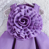 Girls Purple Sleeveless Dress with 3D Flower Embellishment Casual Dresses