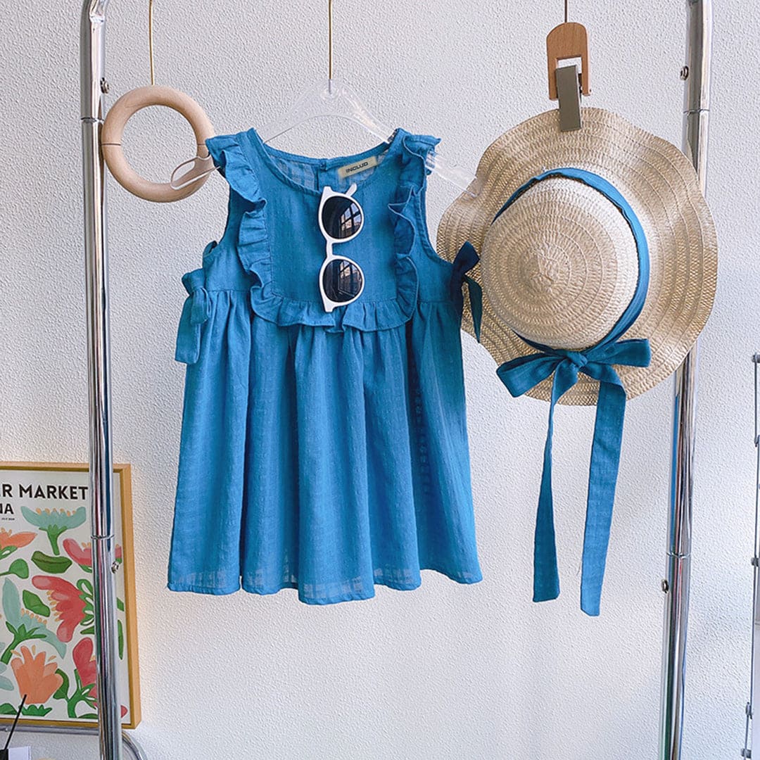 Girls Sleeveless Fit & Flare Dress Casual Dresses Blue 1-2 Y 