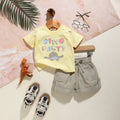 Boys Yellow Patch Embroidered T-Shirt With Shorts Sets Sets Yellow 0-1 M
