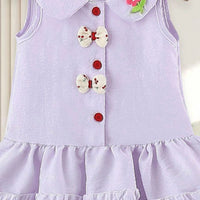 Girls Lilac Peter Pan Collar Drop-Waist Dress With Bow Details Casual Dresses