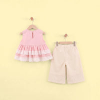 Girls Pink Cherry Applique Sleeveless Top with Pants Sets 2 pc. Sets
