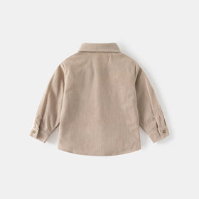 Boys Beige Corduroy Long Sleeves Shirts Shirts
