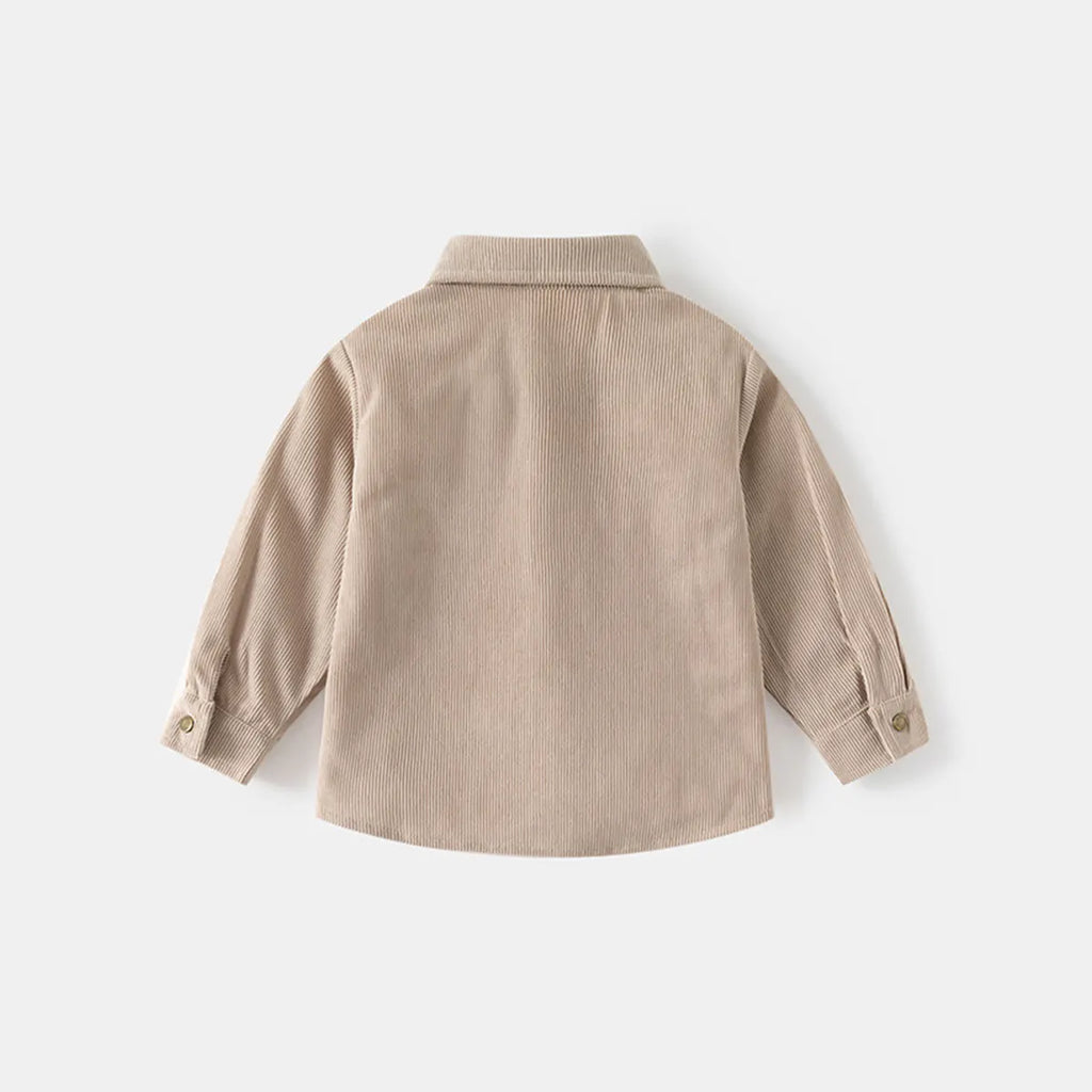 Boys Beige Corduroy Long Sleeves Shirts Shirts