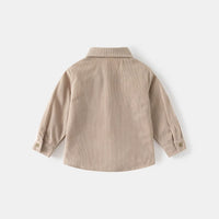 Boys Beige Corduroy Long Sleeves Shirts Shirts