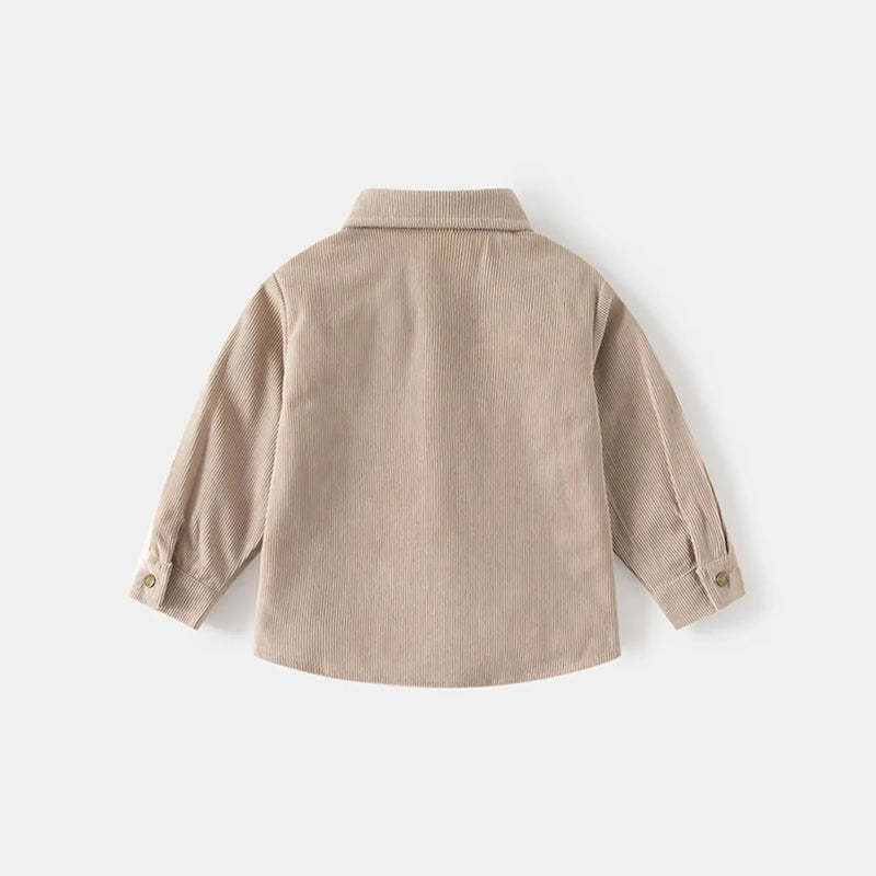 Boys Beige Corduroy Long Sleeves Shirts Shirts
