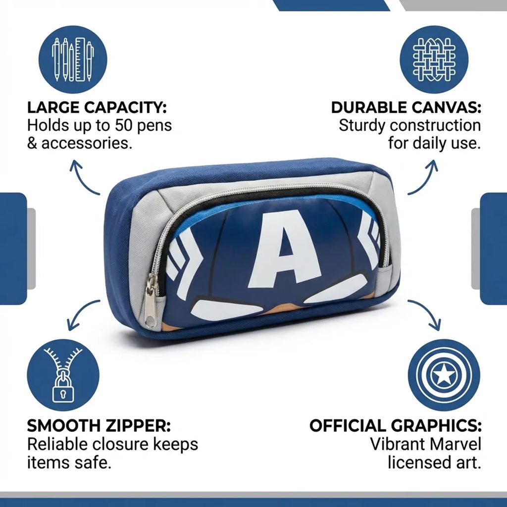 Captain America Design Pencil Case for Boys Trending Accessories