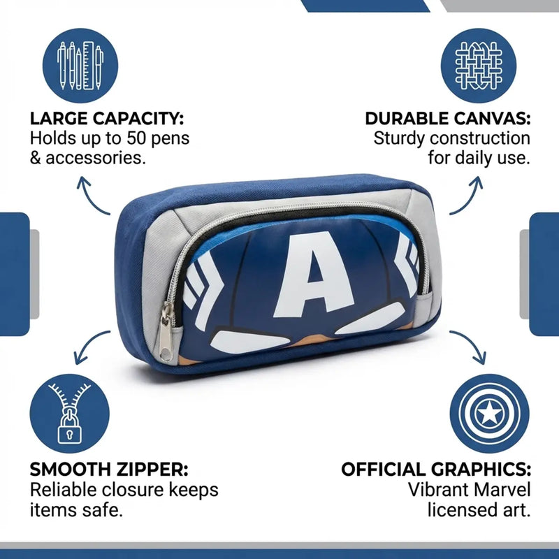 Captain America Design Pencil Case for Boys Trending Accessories