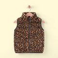 Girls Brown Fleece Leopard Print Sleeveless Jacket Coats & Jackets Brown 2-3 Y