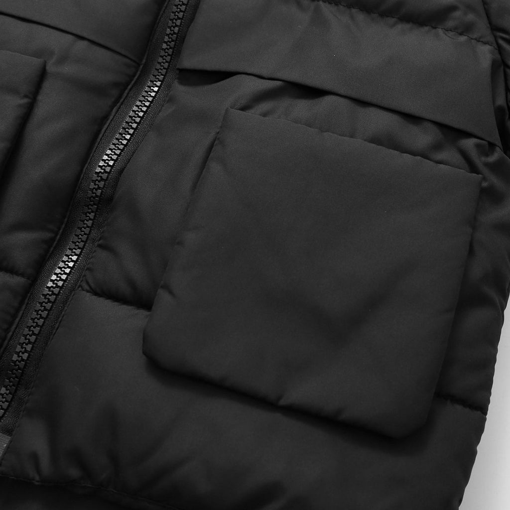 Girls Black Solid Hooded Quilted Down Jacket Coats & Jackets