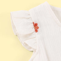 Girls Off White Floral Embroidered Top With Shorts Sets 2 pc. Sets