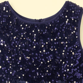 Girls Navy Blue Sequin Embellished Sleeveless Party Gown Party Dresses