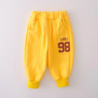 Boys Yellow Alphanumeric Printed sweatshirt With Jogger Sets Sets