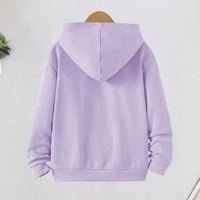 Girls Lilac Smile Printed Hooded Sweatshirt Sweatshirts & Hoodies