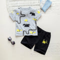 Boys Grey Graphic Print Round Neck T-Shirt With Shorts Sets 2 pc. Sets Grey 1-2 Y