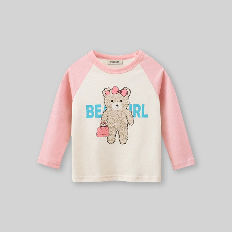 Girls Printed Raglan Sleeves T-Shirt Tshirts   