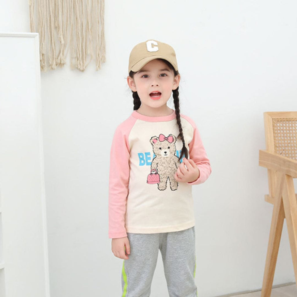 Girls Printed Raglan Sleeves T-Shirt Tshirts   