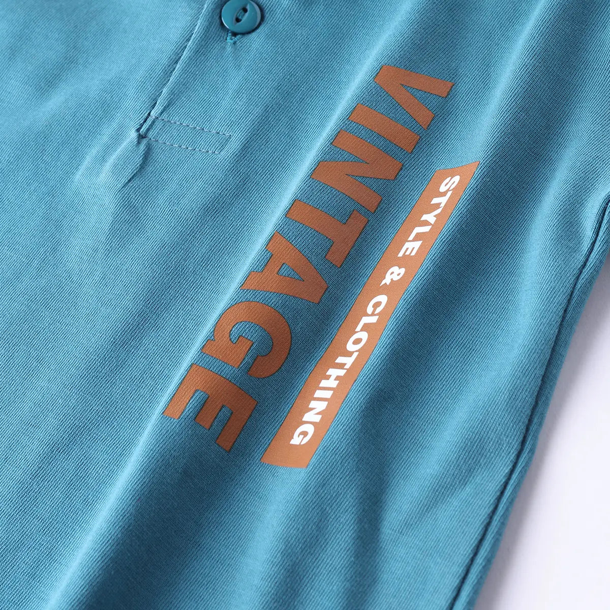 Boys Teal Typographic Printed Polo Short Sleeves T-Shirt With Drawstring Shorts Sets Sets