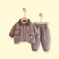 Boys Light Brown Quilted Jacket & Joggers Co-ord Sets Sets Light Brown 1-2 Y