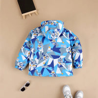Boys Blue Astronaut Printed Hooded Zipper Jacket Coats & Jackets