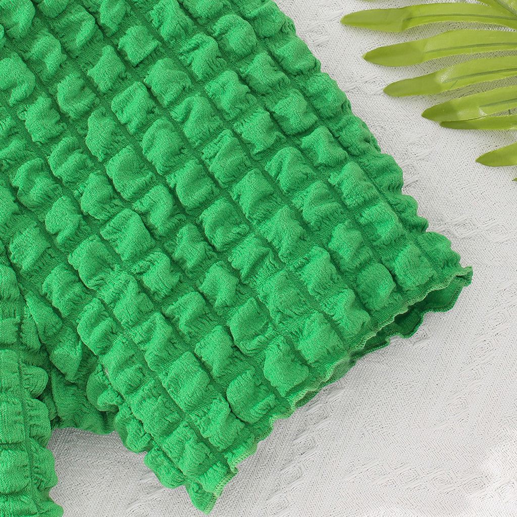 Girls Green Waffle Textured Shirt with Shorts Set Sets