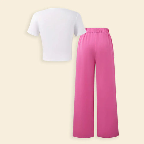 Girls Typographic Printed Top With Flared Pants Set Sets