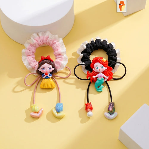 Pack of 2 Pcs Girls Multicolour Cartoon Princess Ponytail Holders Clips Multicolor Onesize