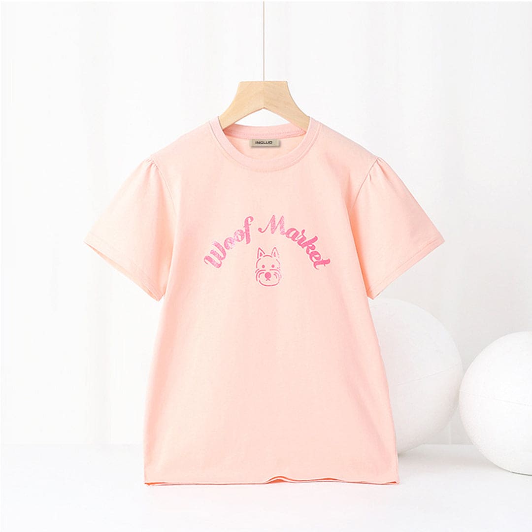 Girls Printed Short Sleeves Casual T-Shirt Tshirts   