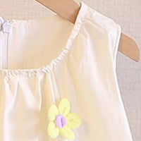 Girls Off White Flowers Applique Sleeveless Balloon Dress Casual Dresses
