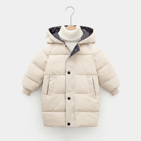 Girls Apricot Solid Puffer Hooded Down Jacket Coats & Jackets