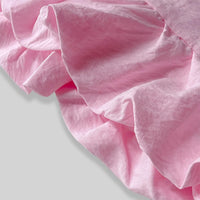 Girls Pink Bow Appliqued A-line Dress With Ruffled Hem Casual Dresses