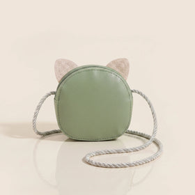 Girls Green Cat Motif Sling Bag Sling Bags