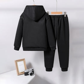 Boys Black Star Printed Hooded Sweatshirt with Joggers Set Sets