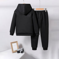 Boys Black Star Printed Hooded Sweatshirt with Joggers Set Sets