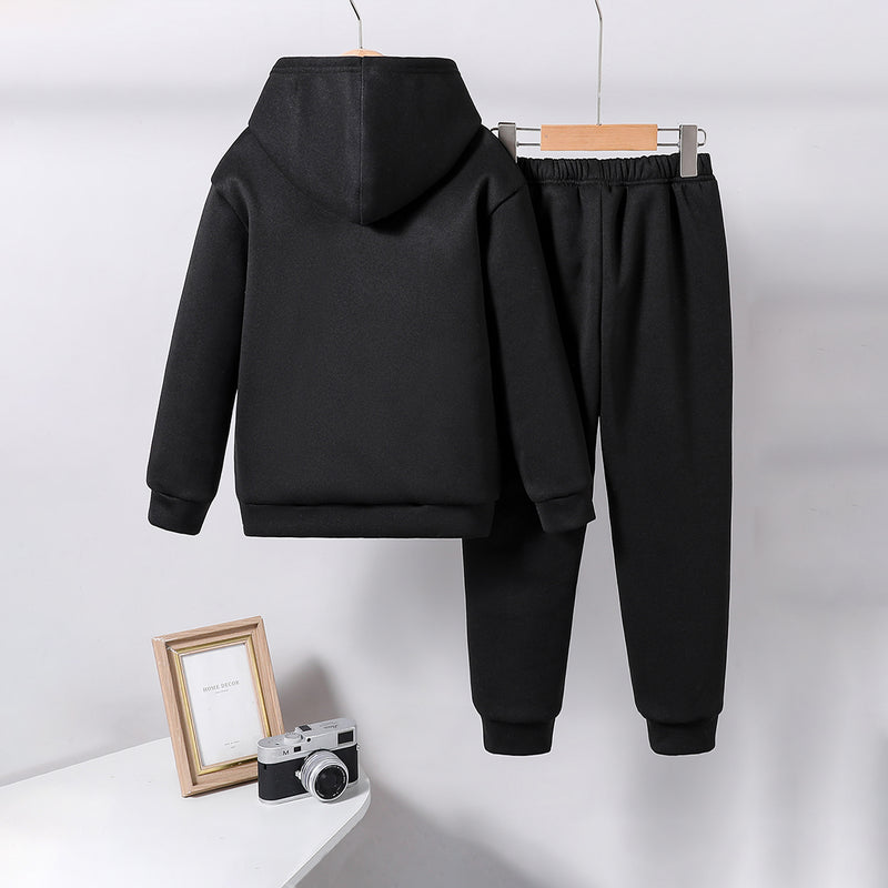 Boys Black Star Printed Hooded Sweatshirt with Joggers Set Sets