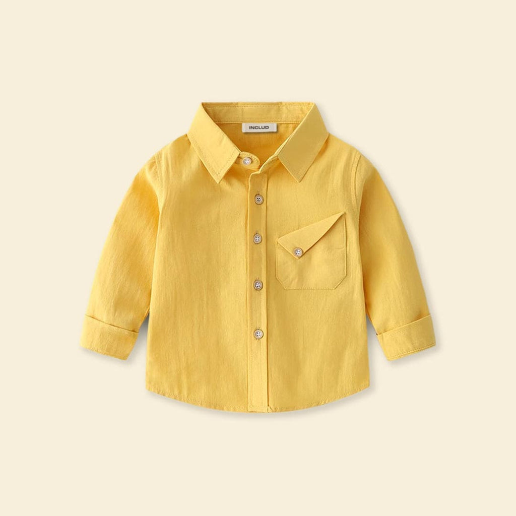 Boys Yellow Long Sleeve Regular Shirt Shirts Yellow 1-2 Y 