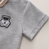 Boys Grey Melange Polo T-shirt with Shorts Set 2 pc. Sets