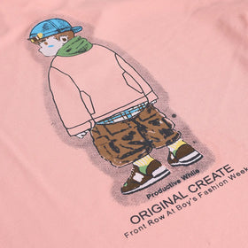 Boys Peach Typographic Printed T-Shirt With Cargo Shorts Sets Sets