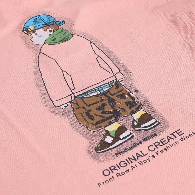 Boys Peach Typographic Printed T-Shirt With Cargo Shorts Sets Sets