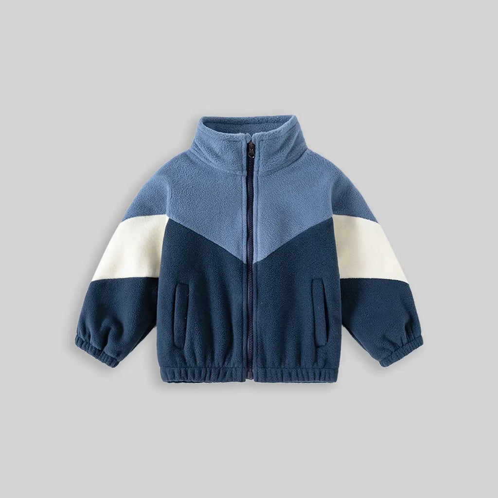 Boys Multicolor Colorblocked Fleece Zip-up Jacket Coats & Jackets