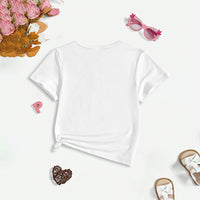 Girls White Bow Print Short Sleeve T-Shirt Tshirts