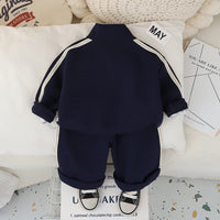 Boys Dark Blue Solid Sweatshirt With Pants Co-ord Set 2 pc. Sets