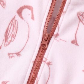 Girls Pink Fleece Penguin Print Jacket Coats & Jackets