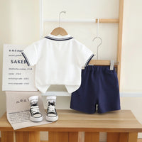 Boys White Short Sleeve Polo T-Shirt With Elasticated Shorts Sets 2 pc. Sets