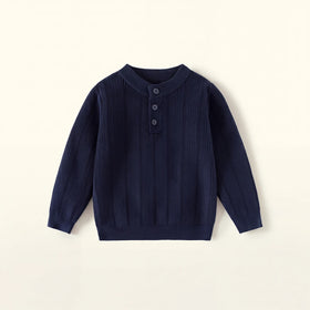 Boys Navy Blue Jacquard Long Sleeve Sweater Sweaters & Cardigans Navy Blue 2-3 Y