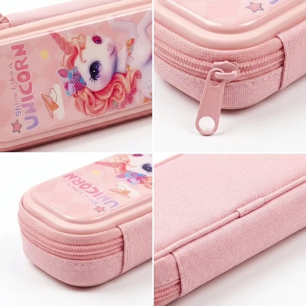 Unicorn Cartoon Hard Shell Pencil Case Peach Color Trending Accessories