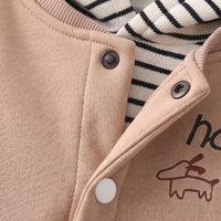 Boys Khaki Typographic Jacket With Hooded Sweatshirt & Joggers Sets Sets