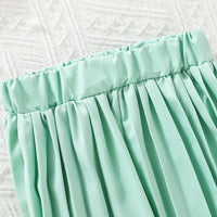 Girls Mint Green Sleeveless Blazer Top With Pleated Flared Pant Co-ord Sets Sets